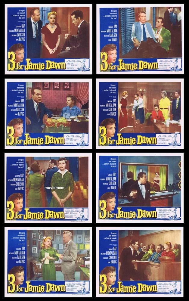 3 FOR JAMIE DAWN Original Lobby Card set Richard Carlson Laraine Day