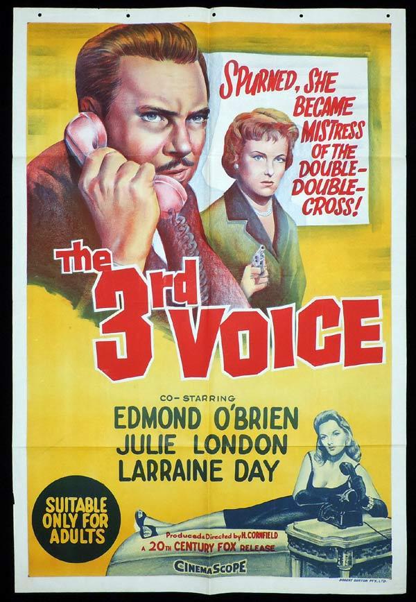 THE 3RD VOICE One Sheet Movie Poster Julie London Laraine Day Edmond O
