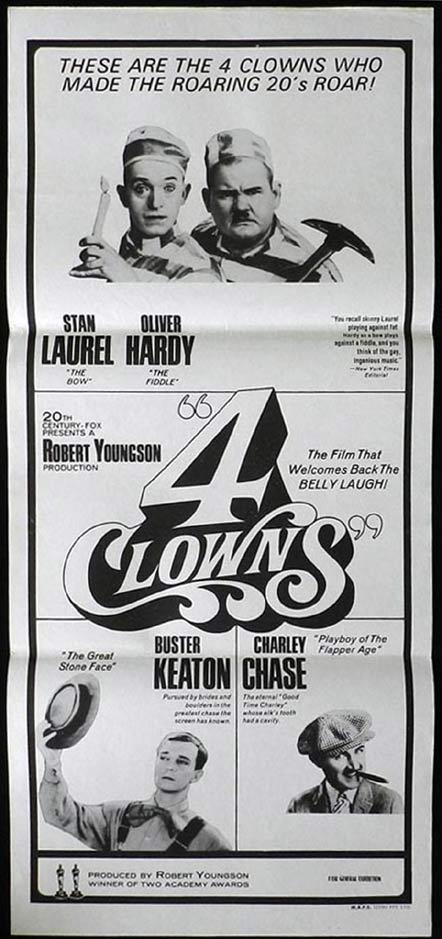 THE 4 CLOWNS Daybill Movie Poster Laurel and Hardy