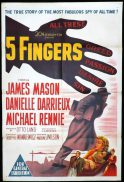 5 FINGERS One Sheet Movie Poster Danielle Darrieux James Mason