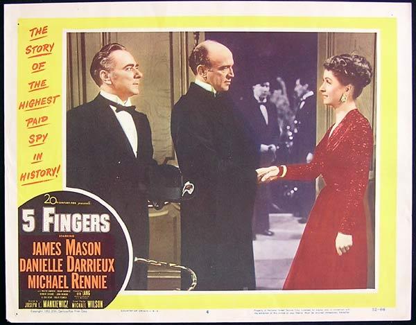 5 FINGERS 1952 James Mason Michael Rennie Lobby Card 4