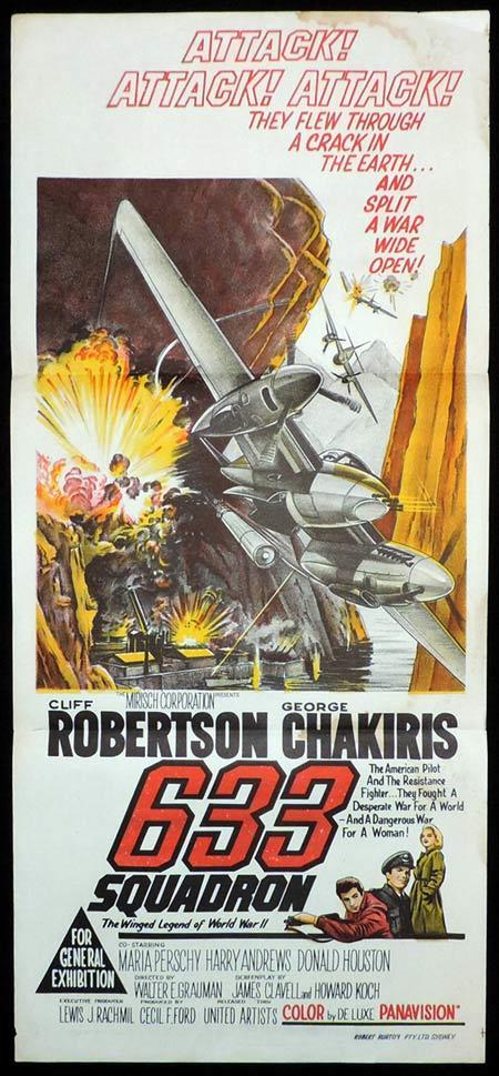 633 SQUADRON Daybill Movie Poster Cliff Robertson