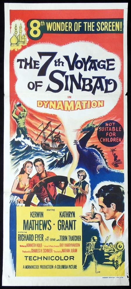 THE 7TH VOYAGE OF SINBAD Original Daybill Movie Poster Kerwin Mathews Torin Thatcher