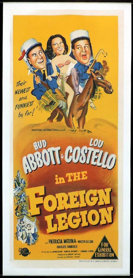 ABBOTT AND COSTELLO IN THE FOREIGN LEGION Daybill Movie poster 1951 Linen Backed