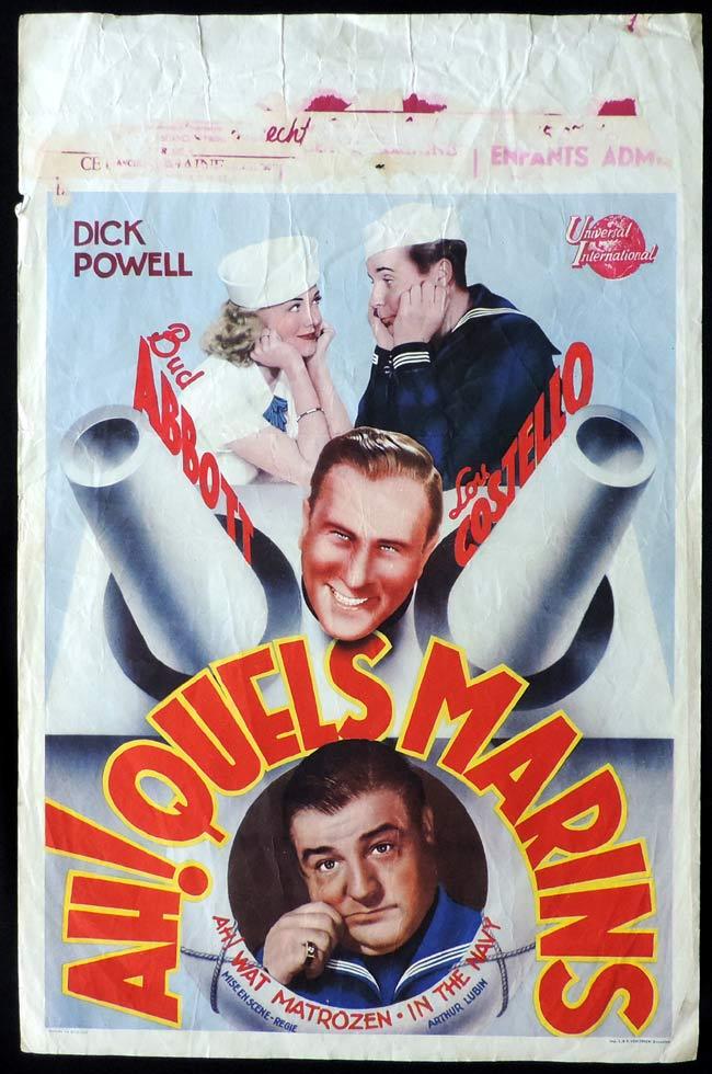 IN THE NAVY Original Belgian Movie poster Abbott and Costello