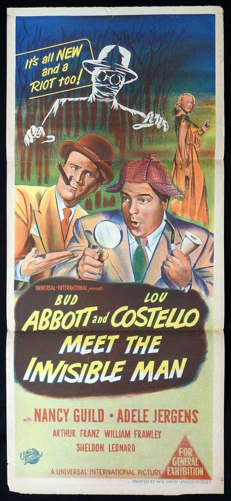 ABBOTT AND COSTELLO MEET THE INVISIBLE MAN Original Daybill Movie poster