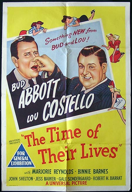 THE TIME OF THEIR LIVES 1946 Vintage ORIGINAL Movie poster Abbott and Costello