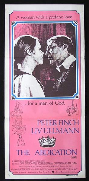 THE ABDICATION Original Daybill Movie poster ’74 Liv Ullmann Peter Finch