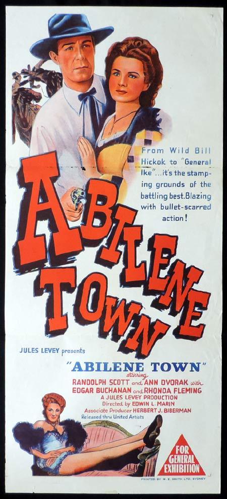 ABILENE TOWN Original Daybill Movie Poster Randolph Scott Rhonda Fleming