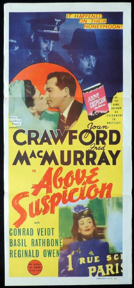 ABOVE SUSPICION Original Daybill Movie Poster Fred MacMurray Joan Crawford Marchant Graphics