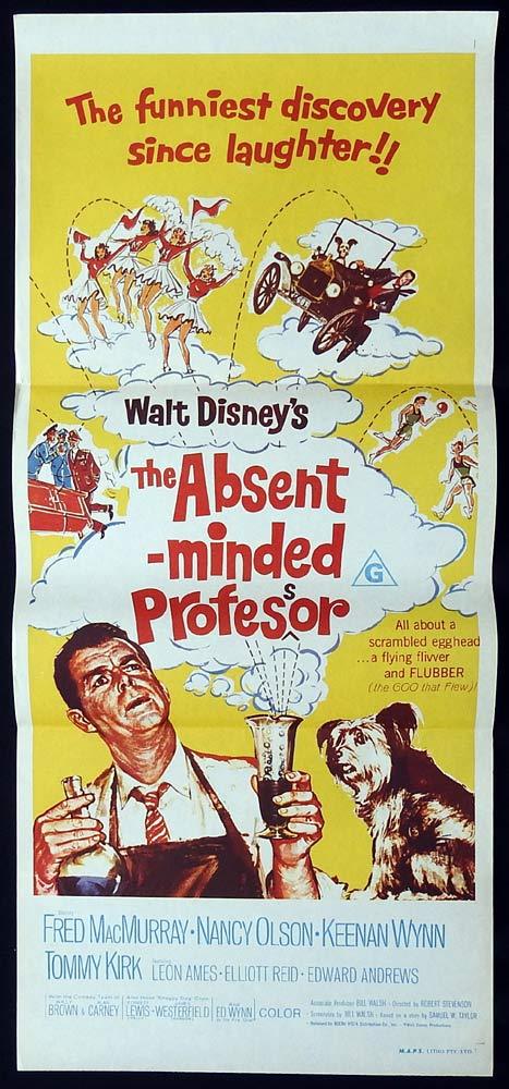 THE ABSENT MINDED PROFESSOR Original 70sr Daybill Movie Poster Fred MacMurray Disney