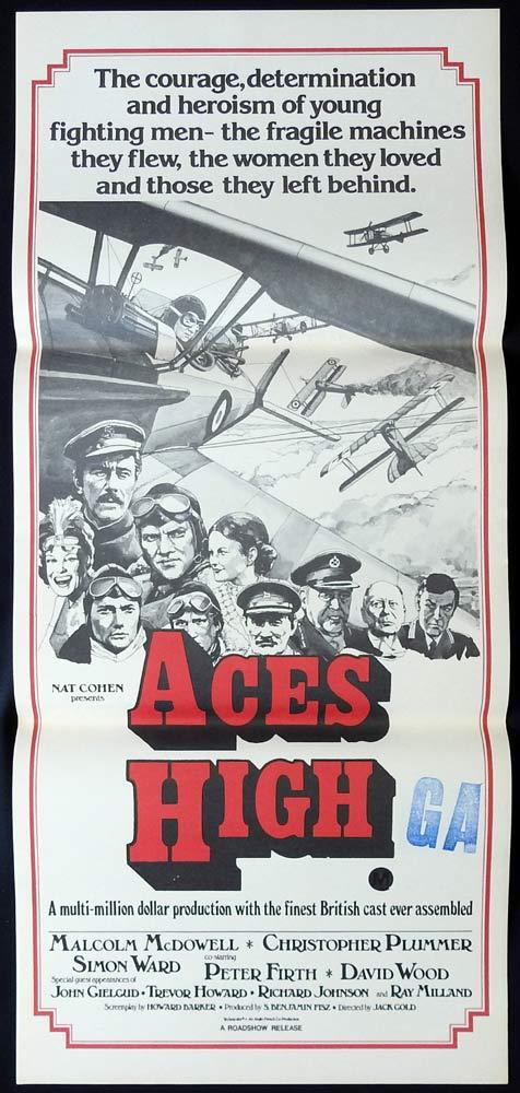 ACES HIGH Original Daybill Movie poster Malcolm McDowell Christopher Plummer