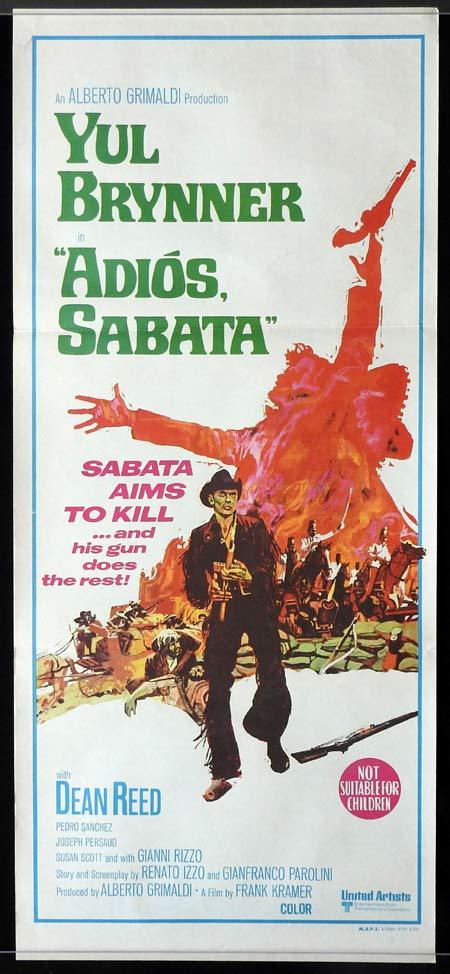 ADIOS SABATA Original Daybill Movie Poster Yul Brynner Spaghetti Western