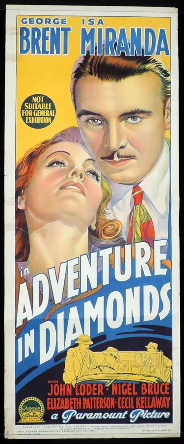 ADVENTURE IN DIAMONDS Long Daybill Movie Poster 1940 Richardson Studio Film Noir