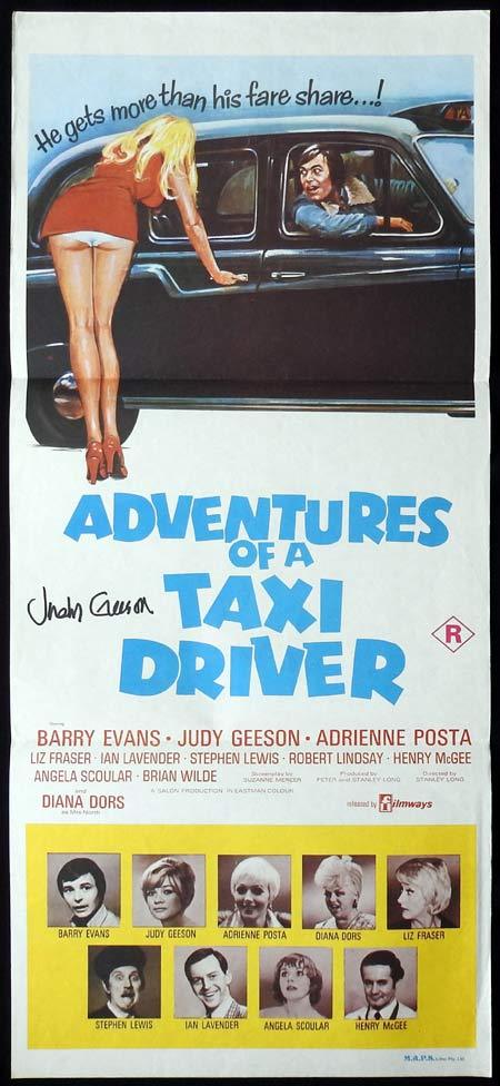 ADVENTURES OF A TAXI DRIVER Original Daybill Movie Poster Autographed by Judy Geeson