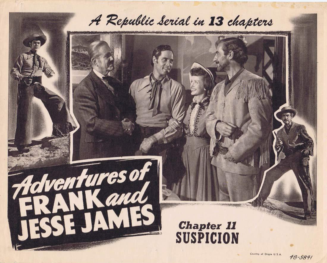 ADVENTURES OF FRANK AND JESSE JAMES Original Lobby Card Chapter 11 Republic Serial Clayton Moore