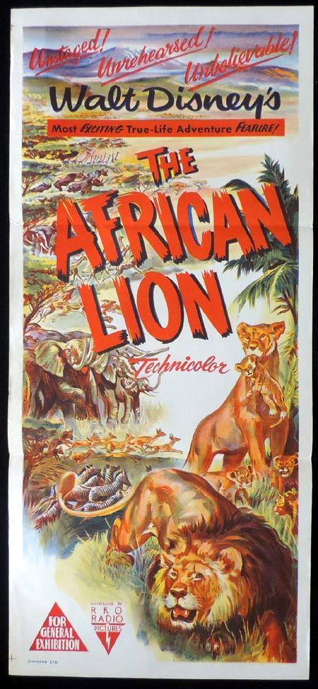 THE AFRICAN LION Original Daybill Movie Poster DISNEY RKO