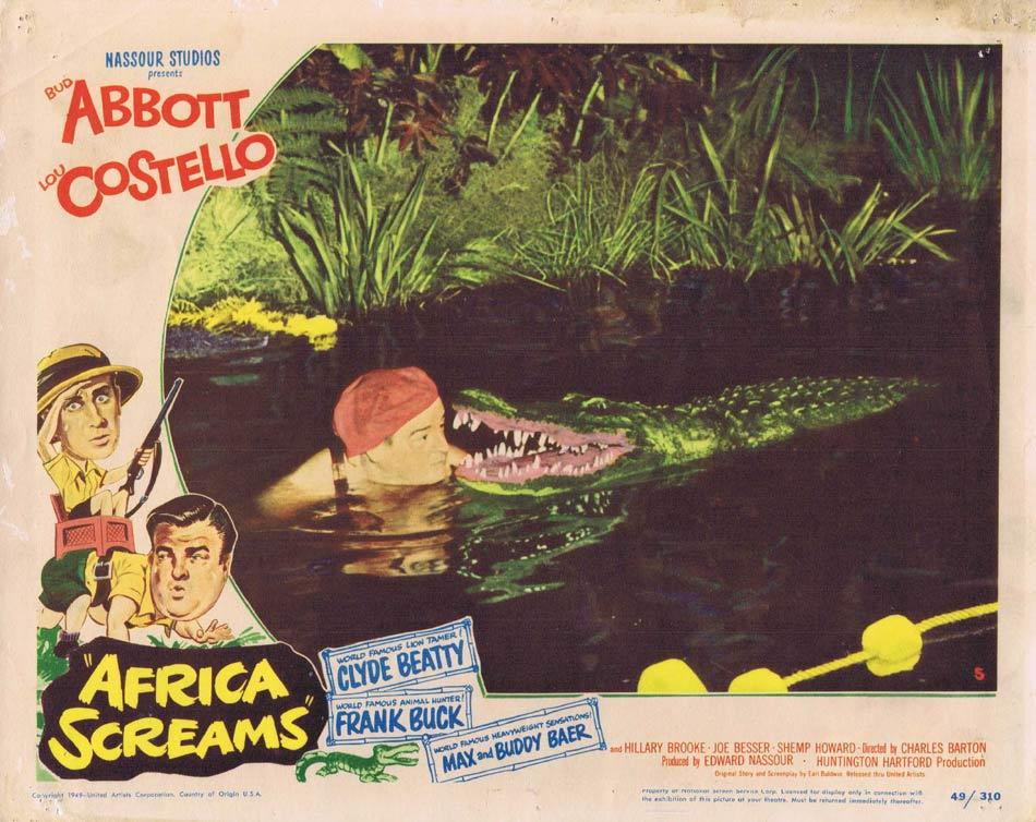 AFRICA SCREAMS Lobby card 5 Abbott and Costello Crocodile
