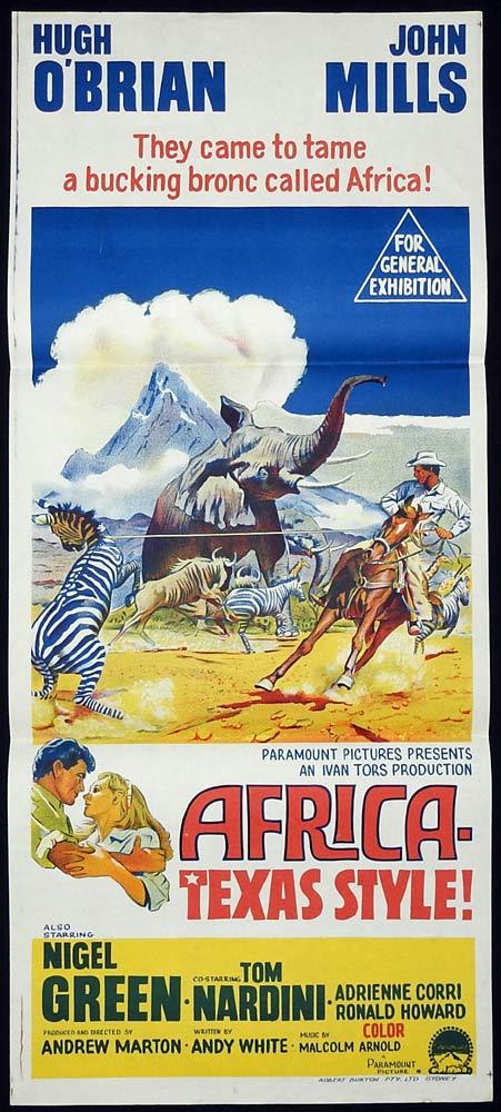 AFRICA TEXAS STYLE Original Daybill Movie Poster Hugh O’Brian John Mills Nigel Green