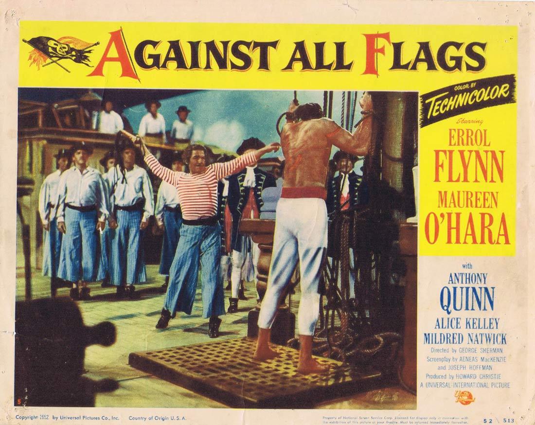 AGAINST ALL FLAGS Original Lobby Card 5 Errol Flynn Maureen O’Hara