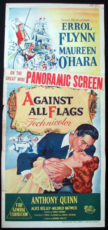 AGAINST ALL FLAGS Movie poster Errol Flynn Maureen O’Hara Anthony Quinn