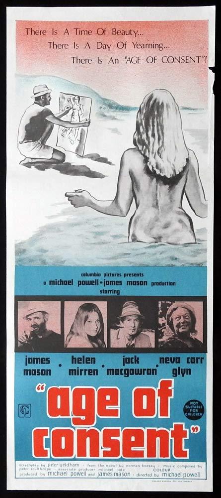 AGE OF CONSENT Daybill Movie Poster 1969 James Mason Helen Mirren