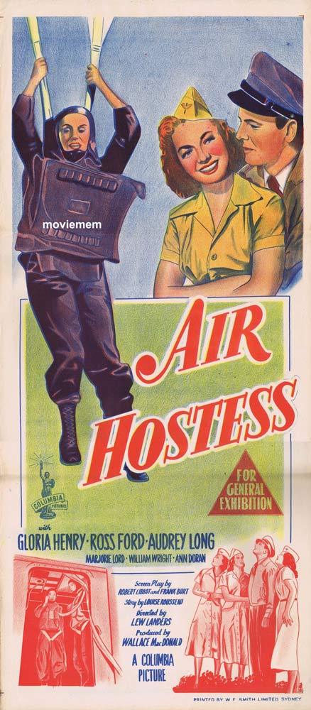 AIR HOSTESS Original Daybill Movie Poster Gloria Henry Flight Attendant