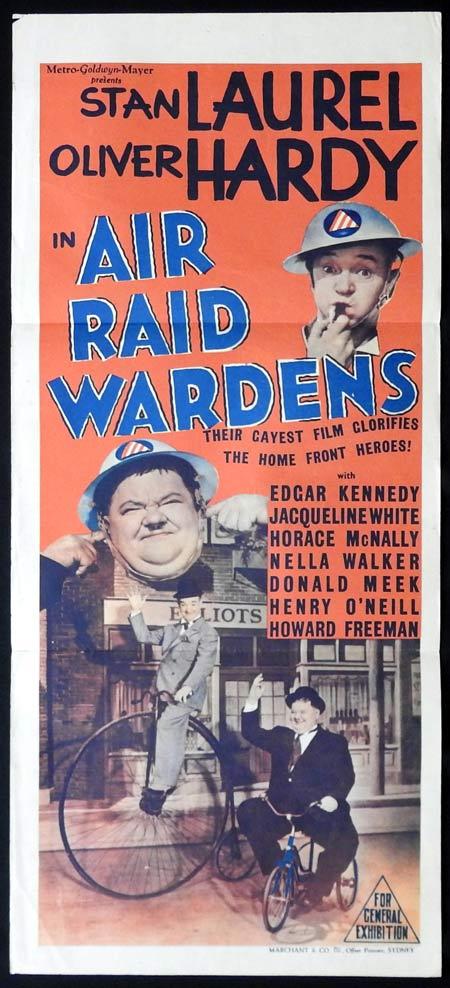 AIR RAID WARDENS Original Daybill Movie Poster Laurel and Hardy Marchant Graphics
