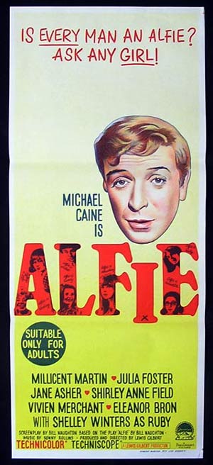 ALFIE Original daybill Movie poster Michael Caine