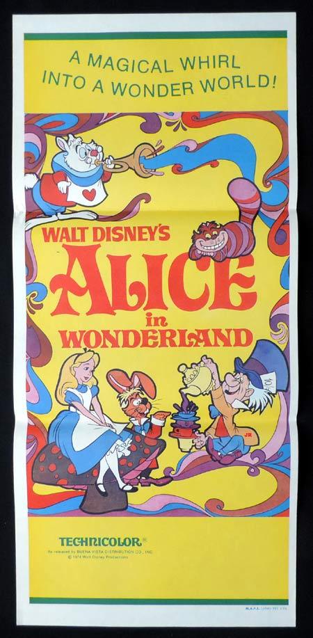 ALICE IN WONDERLAND Daybill Movie Poster ’74r Disney classic