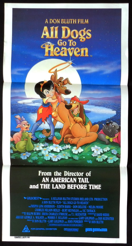 ALL DOGS GO TO HEAVEN Australian Daybill Movie poster Don Bluth