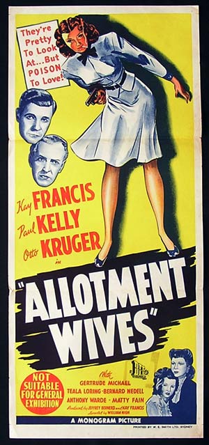 ALLOTMENT WIVES 1945 Noir Kay Francis STUNNING ART! poster