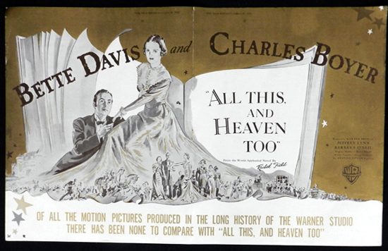 ALL THIS AND HEAVEN TOO 1940 Charles Boyer Bette Davis VINTAGE Original Movie Trade Ad