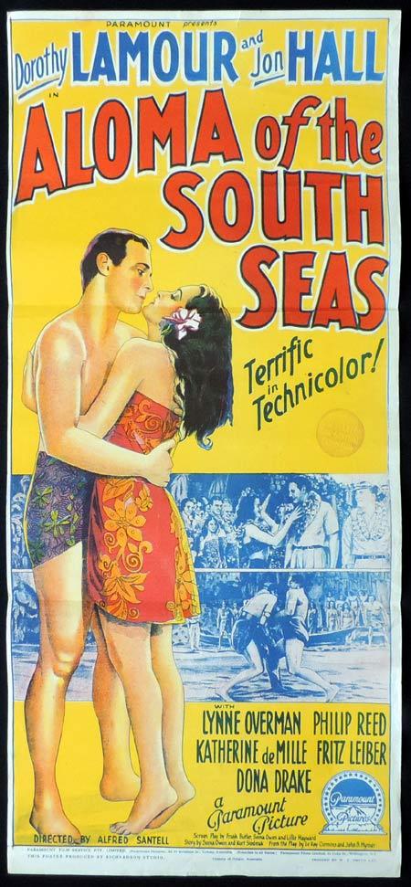 ALOMA OF THE SOUTH SEAS Original Daybill Movie Poster JON HALL Dorothy Lamour Richardson Studio