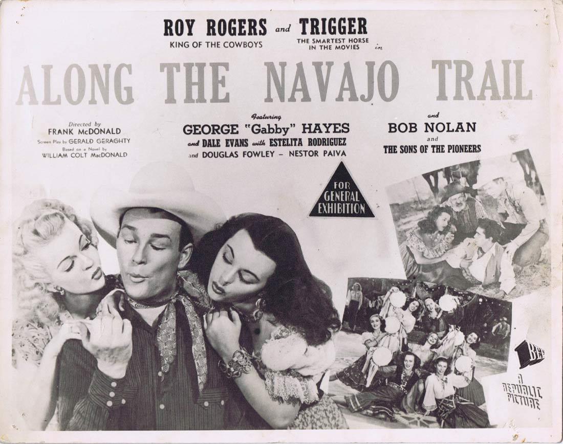 ALONG THE NAVAJO TRAIL Vintage Australian Lobby Card Roy Rogers George ‘Gabby’ Hayes Dale Evans