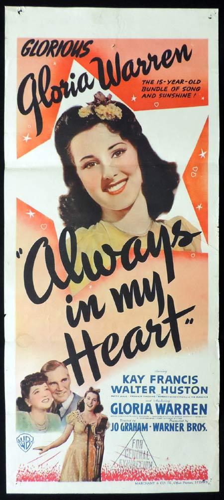 ALWAYS IN MY HEART Daybill Movie poster KAY FRANCIS Walter Huston