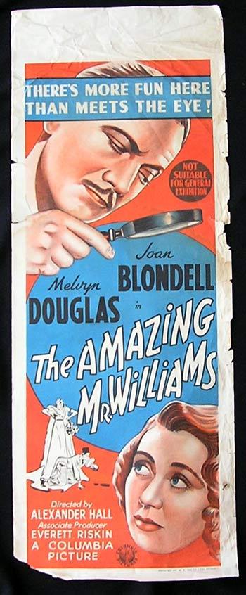 AMAZING MR WILLIAMS Long Daybill Movie Poster 1939 Joan Blondell