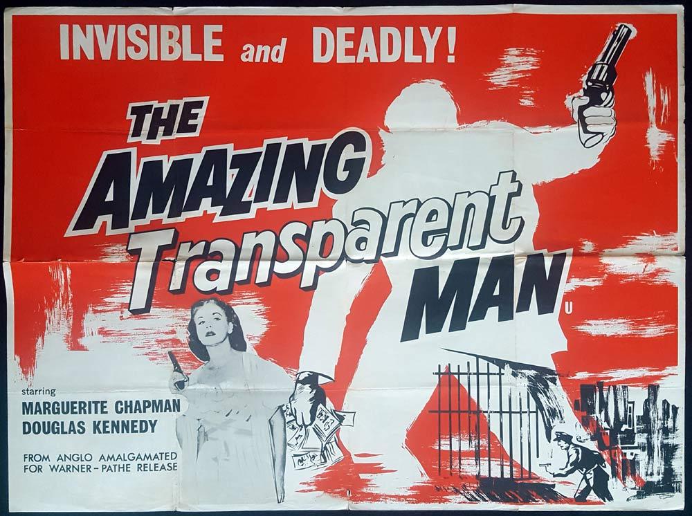 THE AMAZING TRANSPARENT MAN Sci Fi British Quad Movie poster Edgar Ulmer