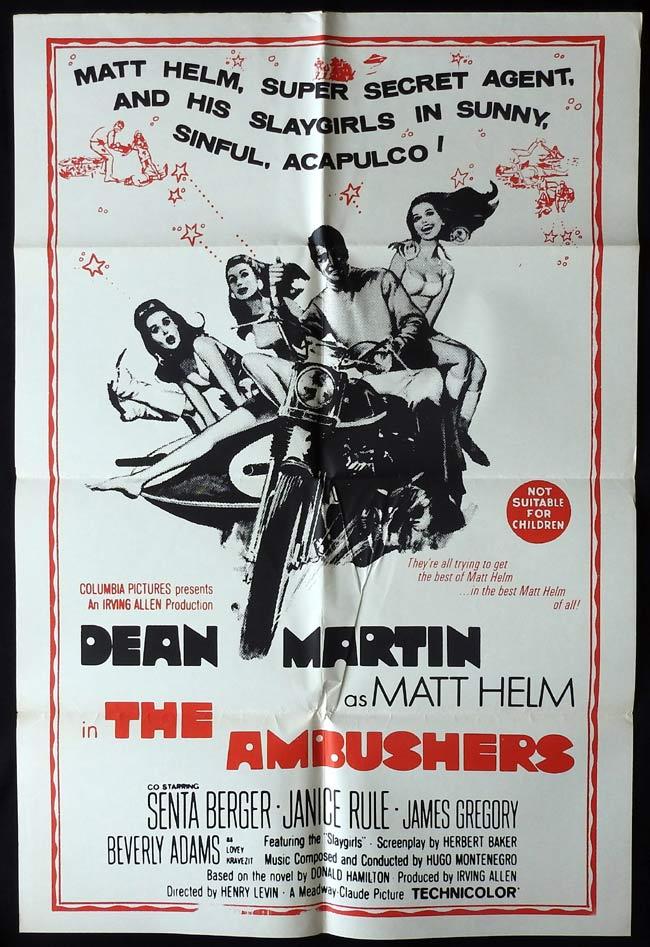 THE AMBUSHERS Original One sheet Movie Poster Dean Martin Senta Berger