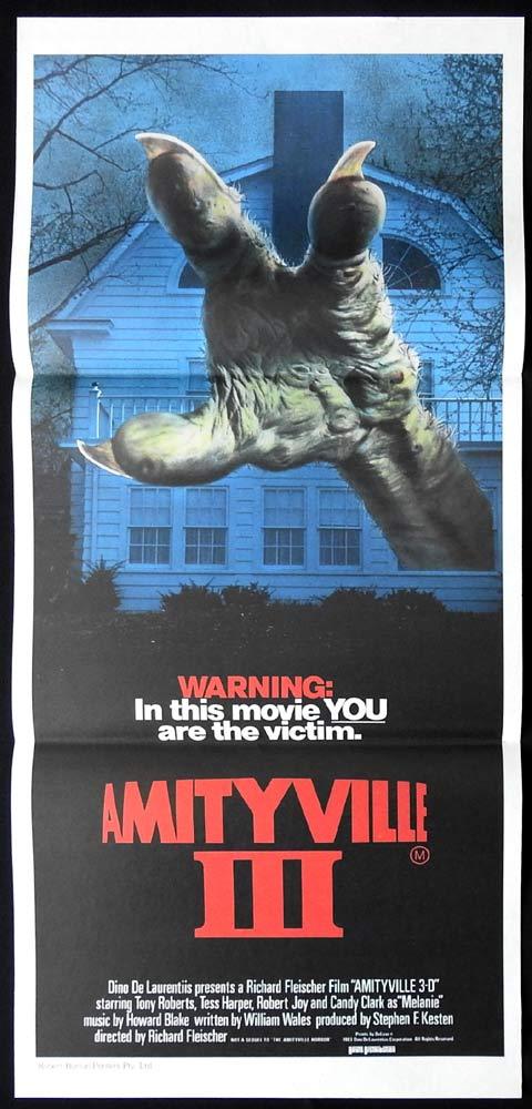 AMITYVILLE 3 Original daybill Movie poster Horror 3D Supernatural Demon Monster