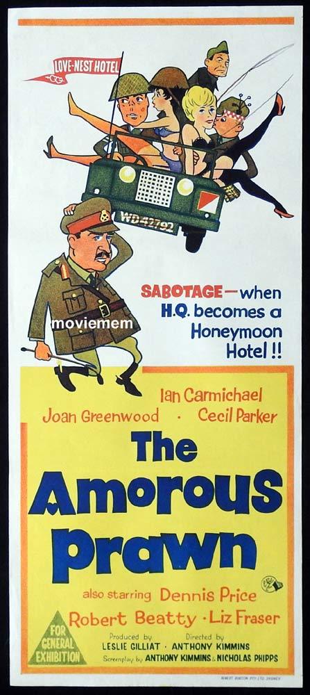 THE AMOROUS PRAWN Original Daybill Movie Poster Ian Carmichael Joan Greenwood
