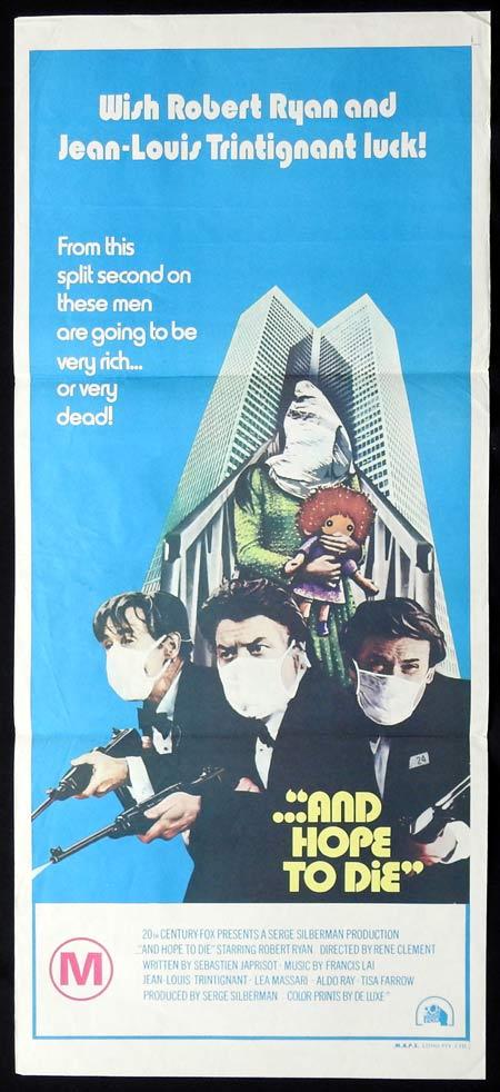 AND HOPE TO DIE Original Daybill Movie Poster Jean-Louis Trintignant Robert Ryan