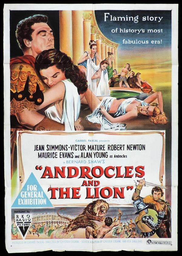 ANDROCLES AND THE LION One Sheet Movie Poster Jean Simmons Victor Mature Alan Young