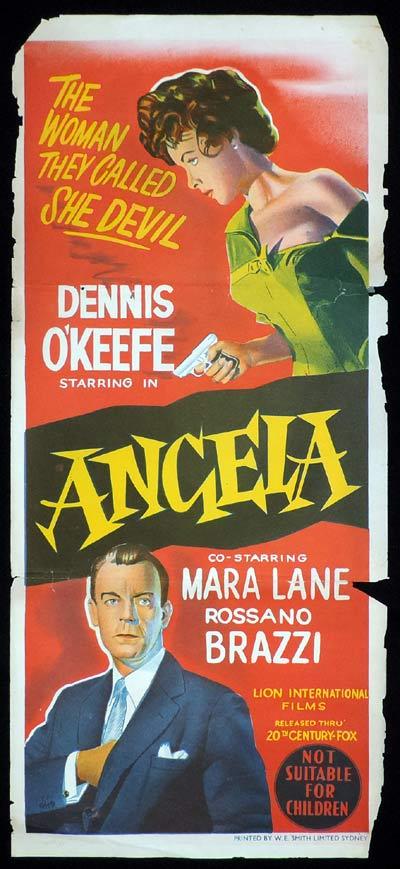 ANGELA Original Daybill Movie Dennis O’Keefe Film Noir