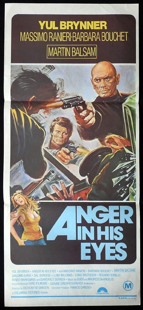 ANGER IN HIS EYES aka DEATH RAGE Original Daybill Movie Poster Yul Brynner