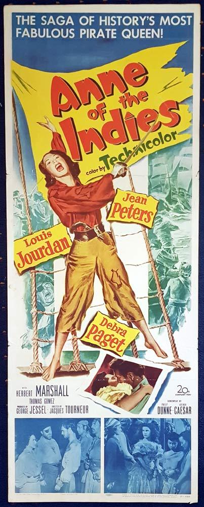 ANNE OF THE INDIES Original US Insert Movie Poster Jean Peters Louis Jourdan