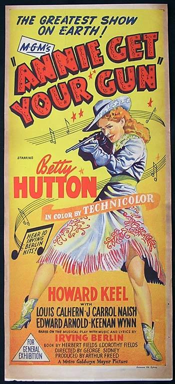 ANNIE GET YOUR GUN Movie poster Betty Hutton Howard Keel Irving Berlin