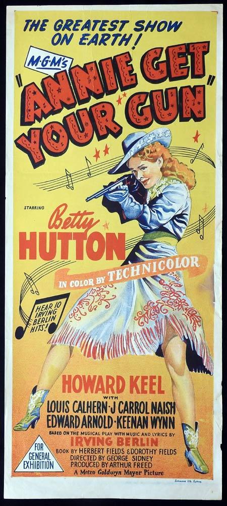 ANNIE GET YOUR GUN Original daybill Movie Poster Betty Hutton Howard Keel Benay Venuta