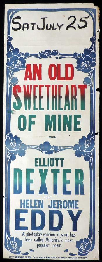 AN OLD SWEETHEART OF MINE Long Daybill Movie poster 1923 Silent Cinema