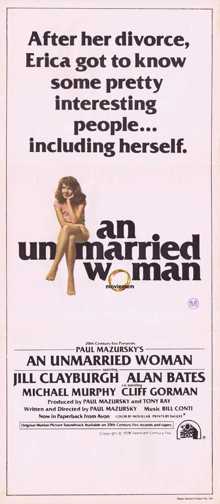 AN UNMARRIED WOMAN Original Daybill Movie poster Jill Clayburgh Alan Bates